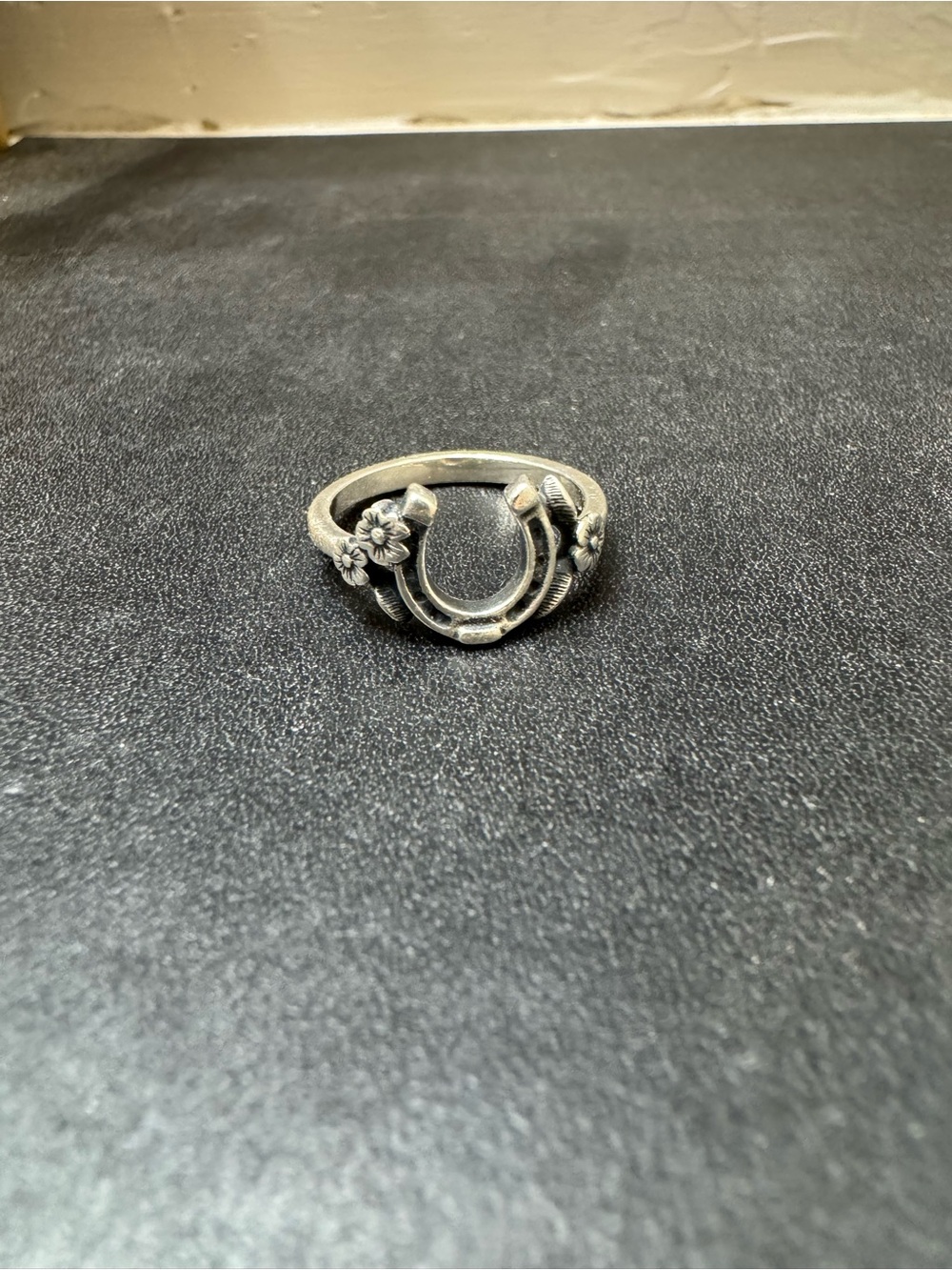 James Avery Silver Horseshoe with Floral Accents Ring